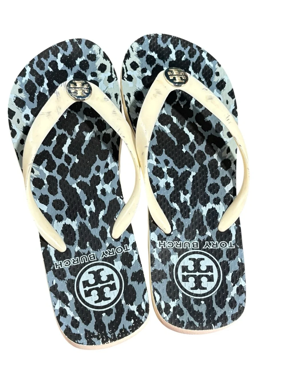 Tory Burch Leopard Print Slip On Flip Flops Sandals Size 8